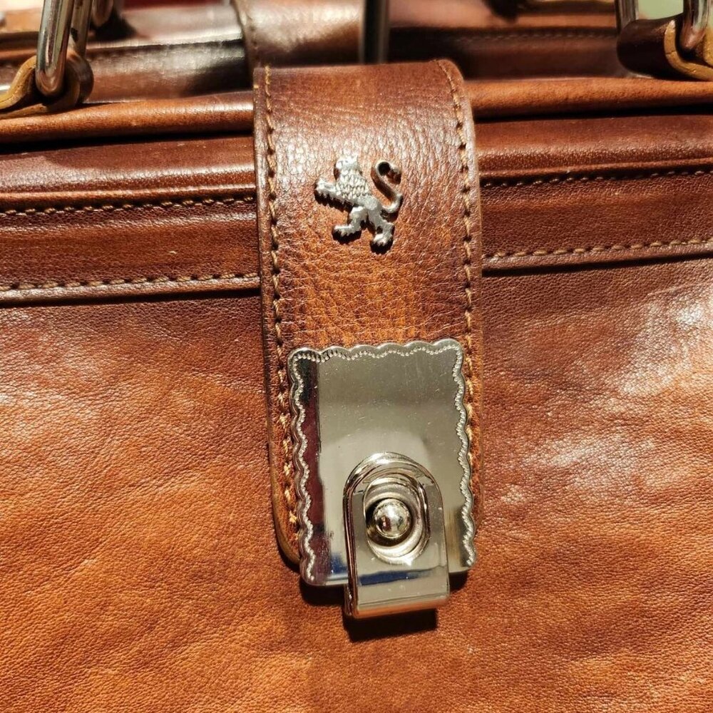 Pratesi Firenze Cognac Leather Satchel Shoulder Bag/Purse Made in Italy - Picture 10 of 17